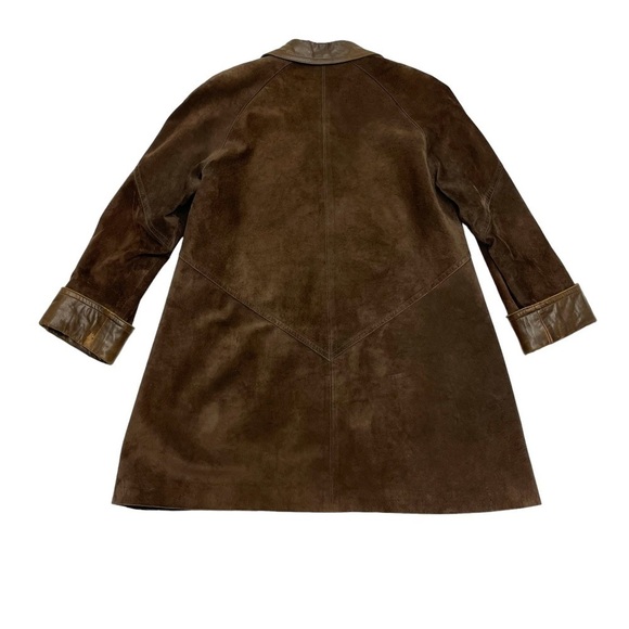LAURENCE Roy Suede Leather coat brown Size M oversized fit vintage - Picture 2 of 16